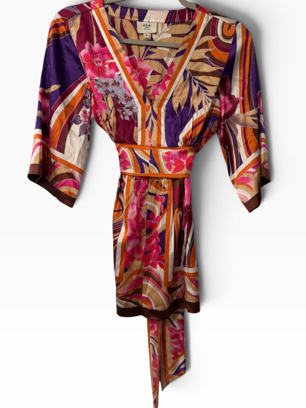 Vintage ECI New York Silk Blend Floral Abstract Print Dress